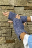 Boucle Fingerless Gloves Blue Melange
